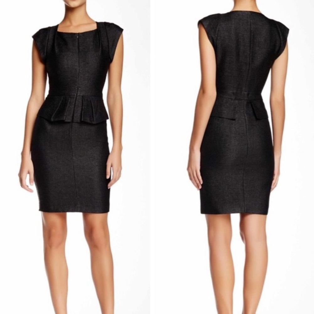 Maje Textured Black Peplum Dress
